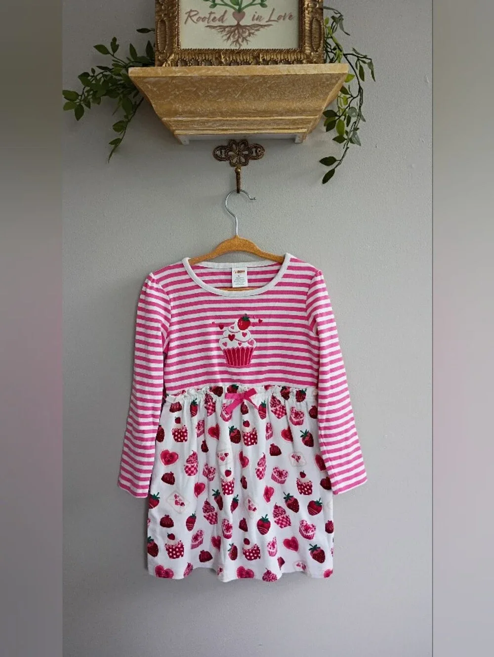 Gymboree Pink & White Striped Cupcake Print Casual Dress